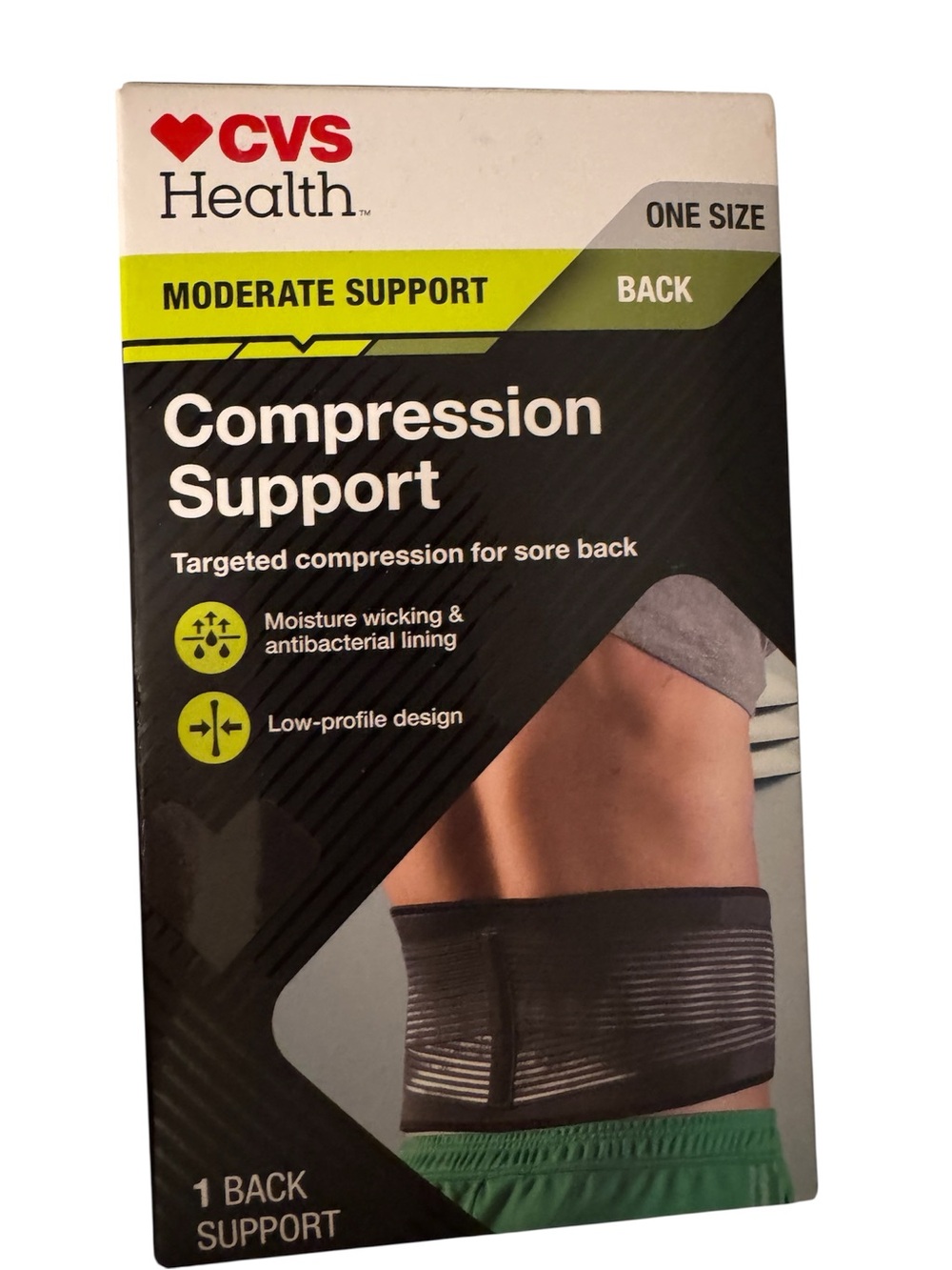 CVS Health Moderate Support Compression Back Support - Black